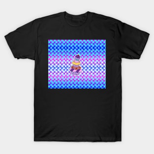 Cupcake Pile Holographic Checkered Pattern T-Shirt